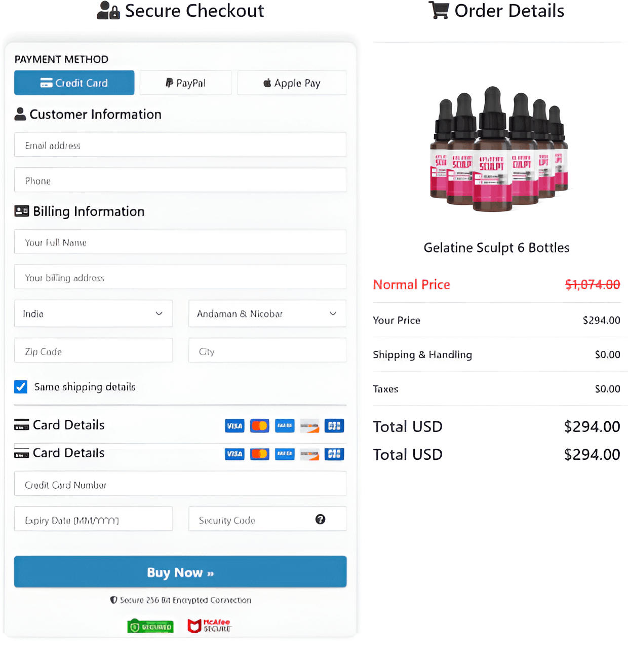 gelatine sculpt checkout